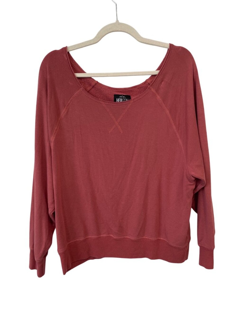Herizon Pullover Sweatshirt Medium Raglan Sleeve Rose Pink Modal Blend Lounge